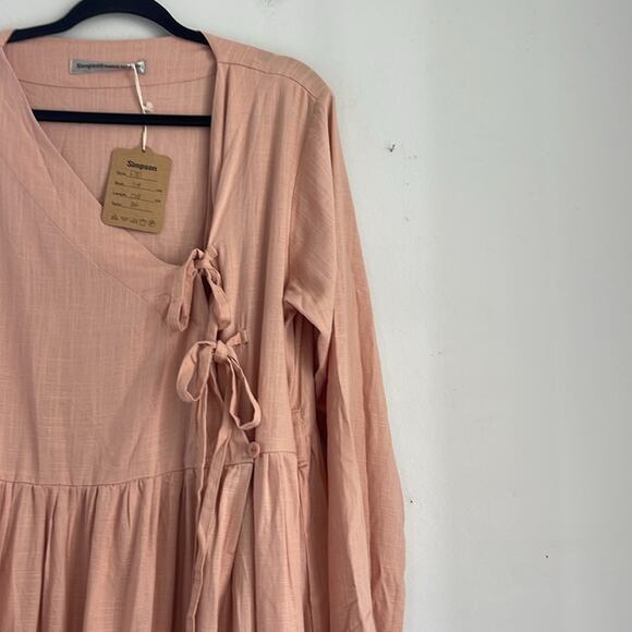 NWT Simpson Handmade Custom long sleeve modest minimal lagenlook wrap dress - Picture 3 of 6